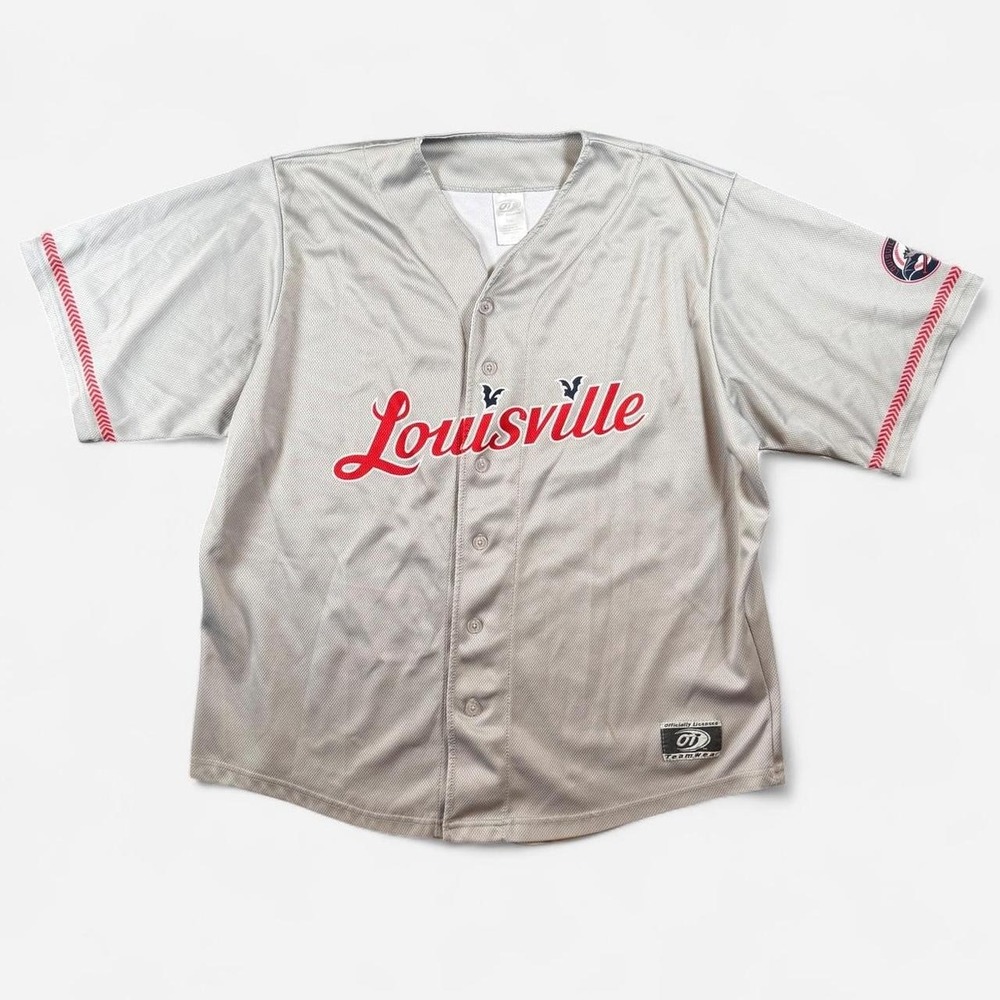 OT Sport Louisville Bats MiLB Grey Signature Away Mesh Baseball Jersey USA XXL